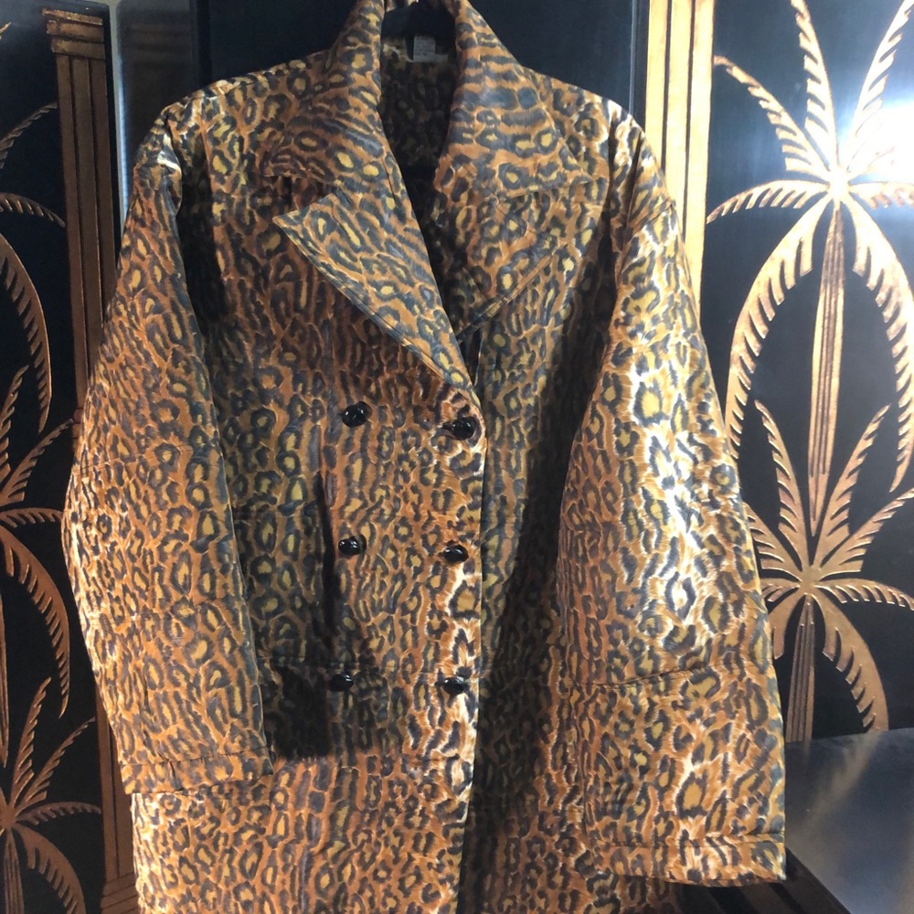 Quilted Silk Animal Print Coat- Size L